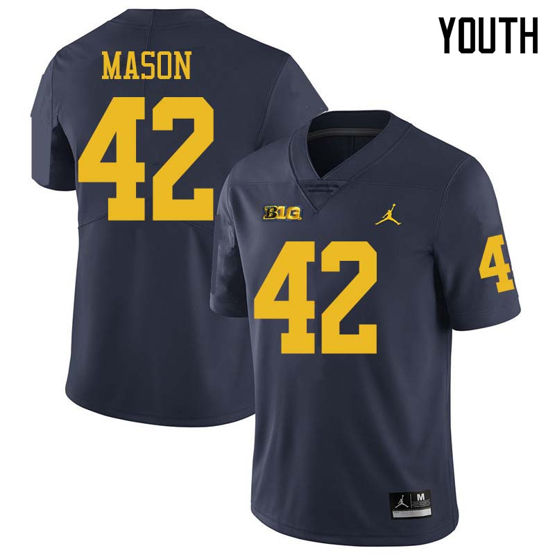 Jordan Brand Youth #42 Ben Mason Michigan Wolverines College Football Jerseys Sale-Navy